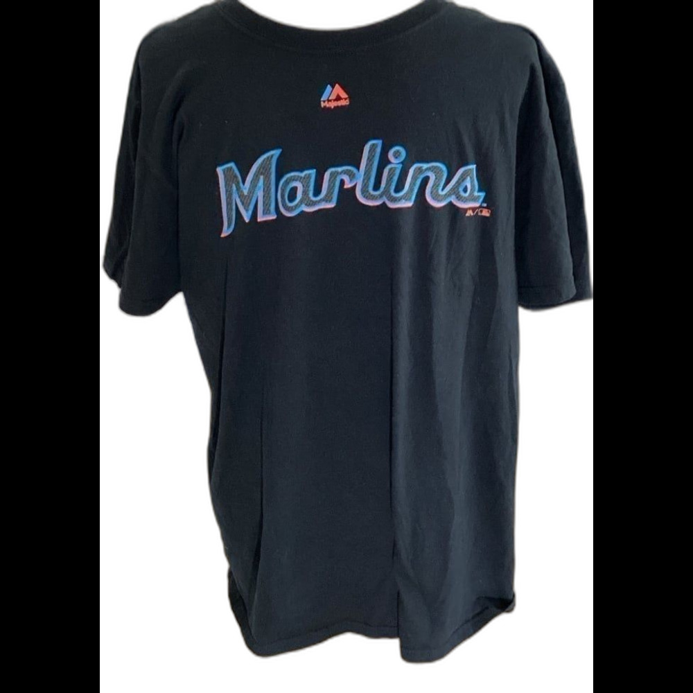 Majestic T-Shirt Men’s Size Large Color Black Florida Marlins Graphic Tee